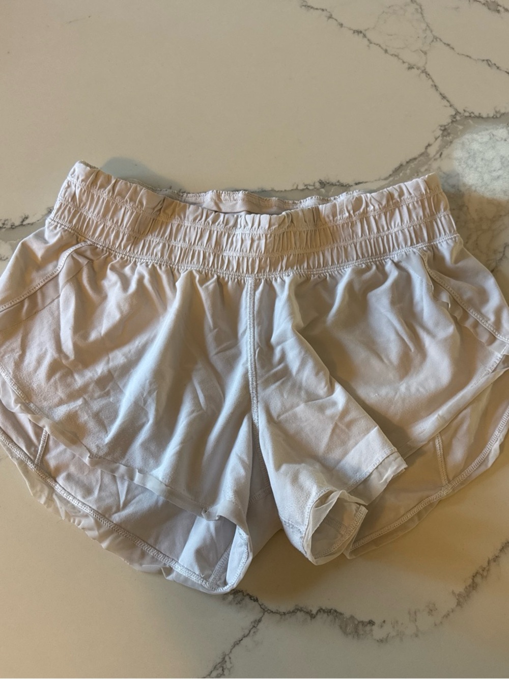 Lululemon White with mesh trim shorts size 6